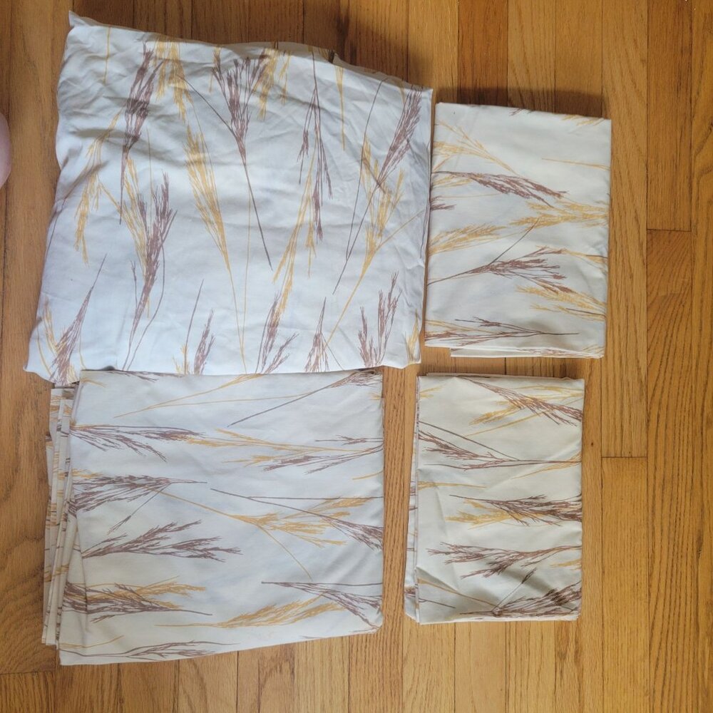 Vintage Utica Double Flat Sheet & Pillowcases Set No Iron Percale 81x104 Wheat